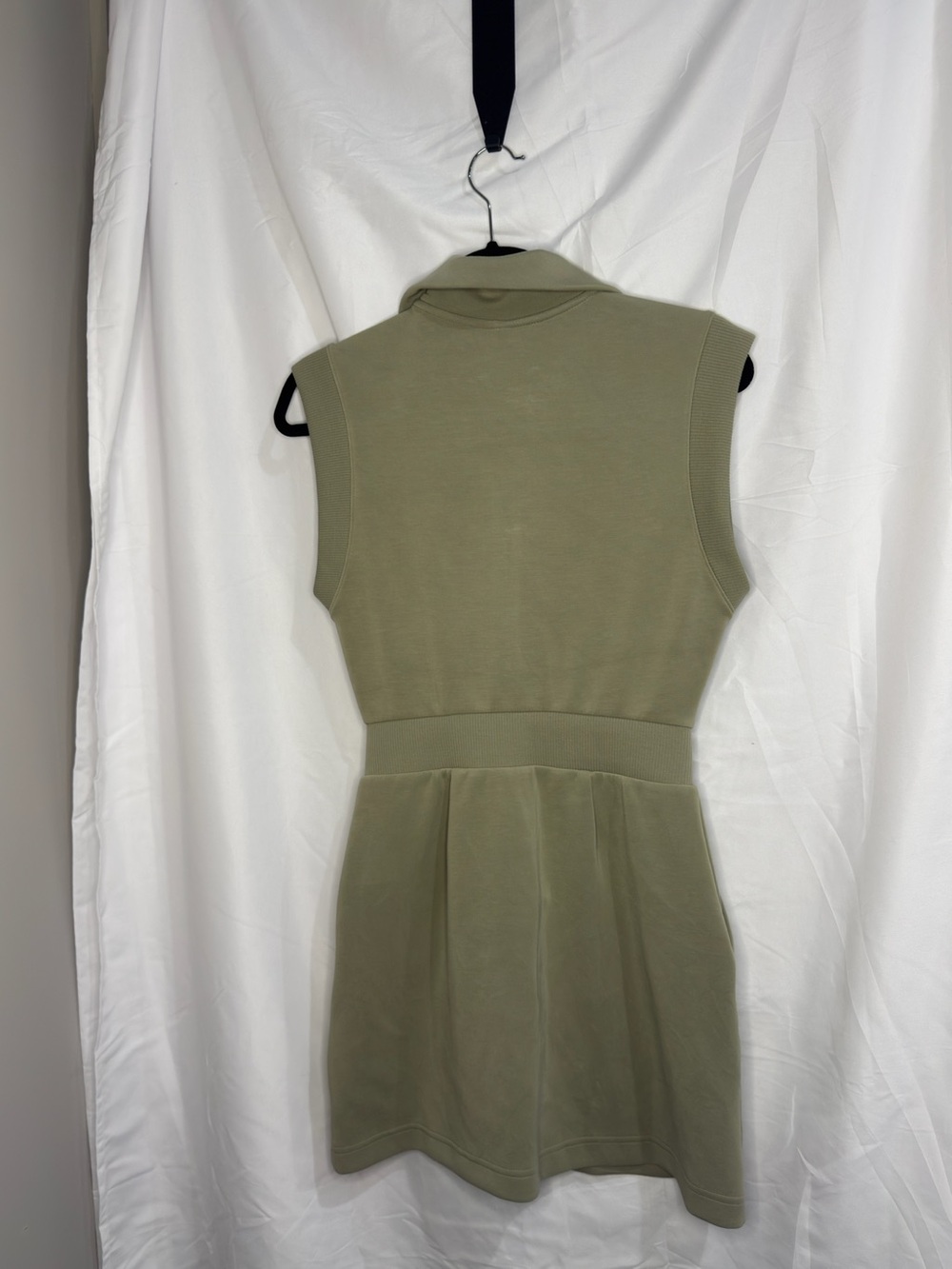 Sleeveless Zip-Front Mini Dress in Olive - Picture 3 of 3